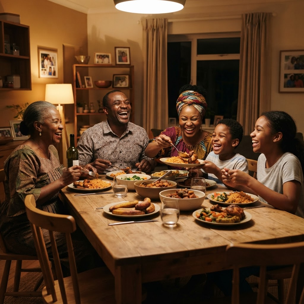 Happy Family Enjoying Meals